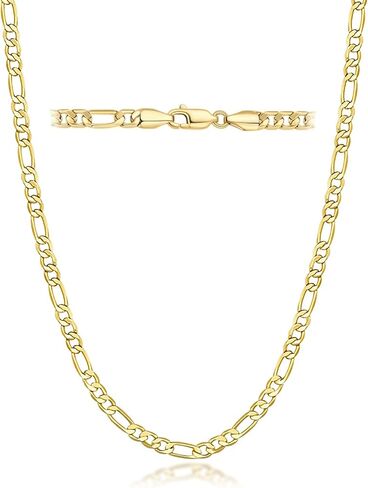 14K Gold Chain for Women 14K Gold Necklaces for Women Gold Figaro Chain for Men Unique Structure for Bold Rhythm Mens Figaro Chains Necklace for Womens 16/18/20/22/24/26/30in in Kuwait