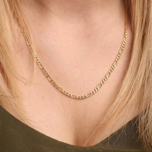 14K Gold Chain for Women 14K Gold Necklaces for Women Gold Figaro Chain for Men Unique Structure for Bold Rhythm Mens Figaro Chains Necklace for Womens 16/18/20/22/24/26/30in in Kuwait