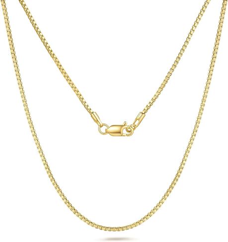14K Gold Necklaces for Women Gold Box Chain Necklace for Women Gold Necklace for Womens Classic and Effortlessly Cool Box Chain Necklace Chains for Womens 14/16/18/20/22/24/26 in in Saudi Arabia