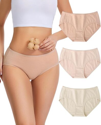 Sunm Boutique Natural Colored Cotton Underwear for Women, Undyed Skin-Friendly Women's Panties Breathable Bikini in Saudi Arabia