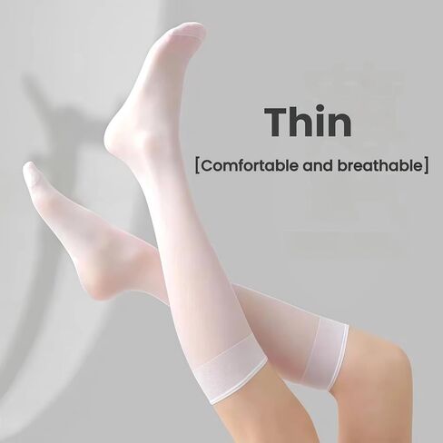 Knee-High Socks for Women & Girls, 4 Pairs Reinforced Toe Nylons sheer stockings in Kuwait