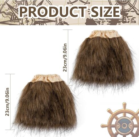 Medieval Viking Faux Fur Boot Cuffs,Brown Furry Boot Toppers Leg Warmers for Women Men Halloween Viking Leg Wraps Costume Cosplay in Kuwait