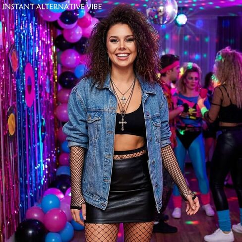 Fishnet Sleeves and Leggings Set, Fish Nets Legs Arms Tight High Stockings Fingerless Gloves Black Mesh Costumes in Saudi Arabia