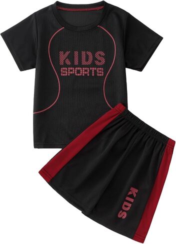 Toddler Boys Sports Outfits Quick Dry Athletic Jersey Shirt Shorts Set Soccer Set Baseball Active Outfit 2Pcs 2-9Y in Saudi Arabia