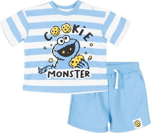 Sesame Street Cookie Monster T-Shirt and French Terry Shorts Outfit Set Newborn to Toddler Sizes (0-3 Months - 3T) in Kuwait