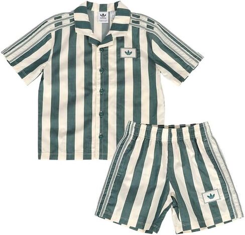 adidas Kids Boys Summer Glow Resort Shirt & Shorts Set Casual Tops Casual - Green in Kuwait