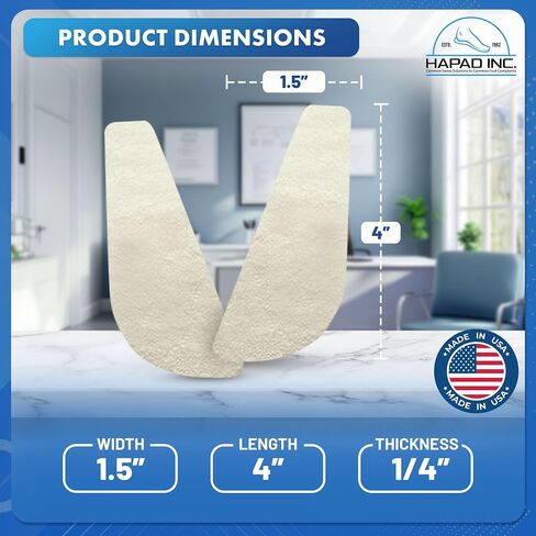 Hapad Wool Felt Posting Heel Wedges for Pronation & Supination Correction - Orthopedic Posting Heel Wedges for Men & Women - Shoe Insoles with Adhesive Backing - Made in USA in Saudi Arabia