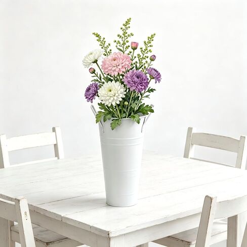 8 Pcs Flower Buckets Bar and Galvanized Flower Bucket with Handles Flower Holder Bucket Bloom Bar Vases, White 10 Inch High Floral Buckets for Cut Flower Table Centerpiece in Saudi Arabia