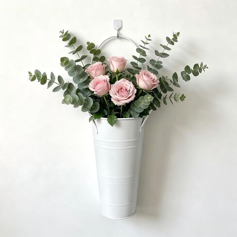 8 Pcs Flower Buckets Bar and Galvanized Flower Bucket with Handles Flower Holder Bucket Bloom Bar Vases, White 10 Inch High Floral Buckets for Cut Flower Table Centerpiece in Saudi Arabia