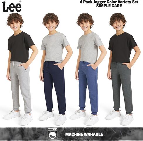 Lee Boys' 4 Pack Jogger Pants Midweight Soft Fleece Sweatpants for Kids in Kuwait