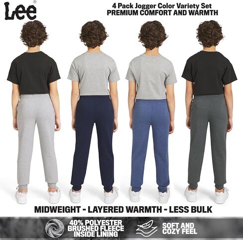 Lee Boys' 4 Pack Jogger Pants Midweight Soft Fleece Sweatpants for Kids in Kuwait