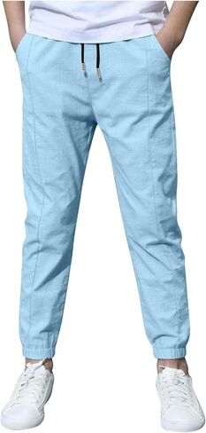 Boys Uniform Pants Elastic Waist Drawstring Summer Casual Chino Joggers Teen Youth Kids Back to School Clothes in Kuwait