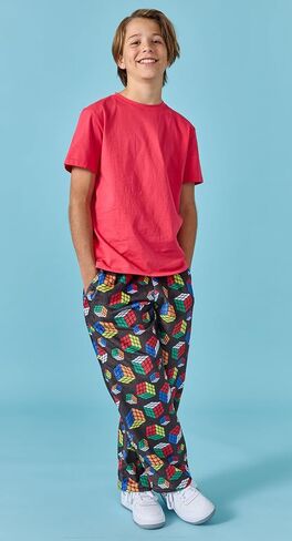 iscream Big Boys Officially Licensed Rubik's Cube Print Silky Soft Plush Pants in Kuwait