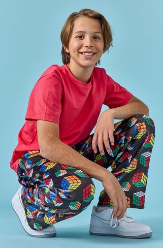 iscream Big Boys Officially Licensed Rubik's Cube Print Silky Soft Plush Pants in Kuwait