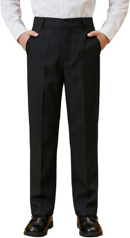 Boys Formal Dress Pants Slim Fit Adjustable Waist Trousers for School Uniform Wedding Party in Saudi Arabia