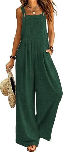 Ekouaer Womens Casual Loose Overalls Jumpsuits Summer Outfits Wide Leg Pants Rompers with Pockets S-XXL in Kuwait
