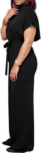 Ulovmi Womens Jumpsuits Dressy Formal Elegant Wide Leg Romper Jumpsuit Wedding Guest Party Cocktail One Piece Outfits Black XL in Saudi Arabia