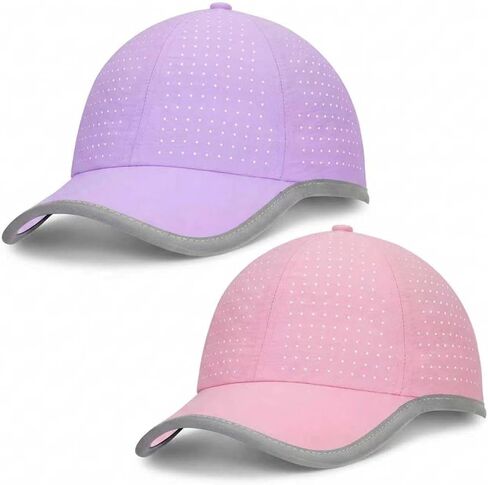 Girls Criss Cross Ponytail Hat Reflective Brim Baseball Cap Kids Quick Drying Laser Perforated Mesh Golf Hat Age 5-12 in Saudi Arabia