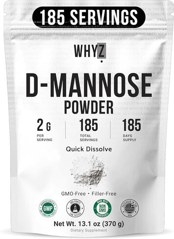 D-Mannose Powder Quick Dissolve Pure Premium Mannose Supplement Essential Powder for Supports Urinary Tract and Bladder Quick Water Soluble Formula for Drinks and Smoothies Vegan Zero-Additives, 370g in Saudi Arabia