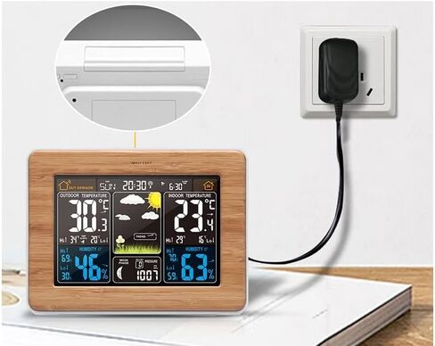 Weather Alarm Clock Forecast Temperature Moon Phase Snooze Lunar Large LED Display Digital Color in Kuwait