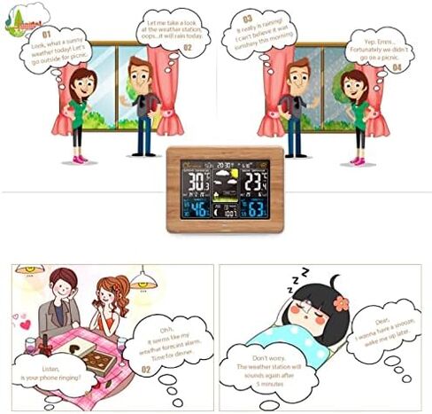 Weather Alarm Clock Forecast Temperature Moon Phase Snooze Lunar Large LED Display Digital Color in Kuwait