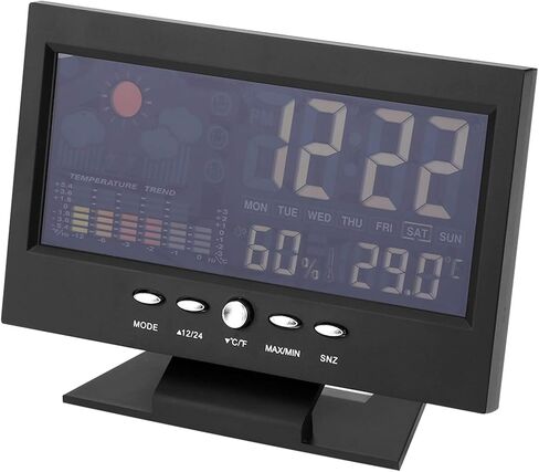 Fafeicy Digital Temperature Humidity Clock, Plastic Weather Forecast with Alarm and Snooze for Home Office, 14-61°C Temperature Range in Saudi Arabia