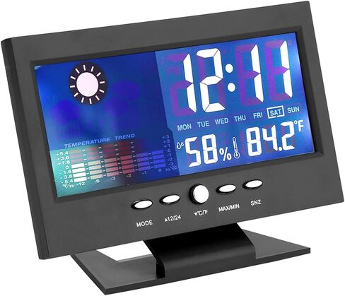 Fafeicy Digital Temperature Humidity Clock, Plastic Weather Forecast with Alarm and Snooze for Home Office, 14-61°C Temperature Range in Saudi Arabia