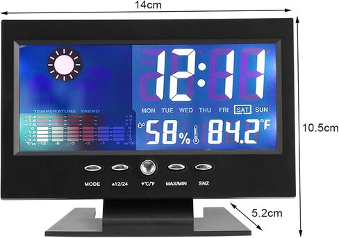 Fafeicy Digital Temperature Humidity Clock, Plastic Weather Forecast with Alarm and Snooze for Home Office, 14-61°C Temperature Range in Saudi Arabia