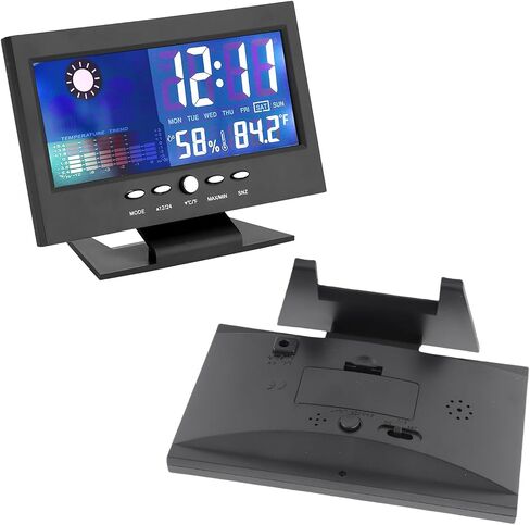Fafeicy Digital Temperature Humidity Clock, Plastic Weather Forecast with Alarm and Snooze for Home Office, 14-61°C Temperature Range in Saudi Arabia