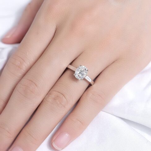 DovEggs Moissanite Ring for Wome Wedding Rings 2ct 7x9mm FGH Color Oval Crushed Ice Cut Moissanite Lab Created Diamond Wedding Engagement Rings Sterling Silver with 18K White Gold Plated in Kuwait