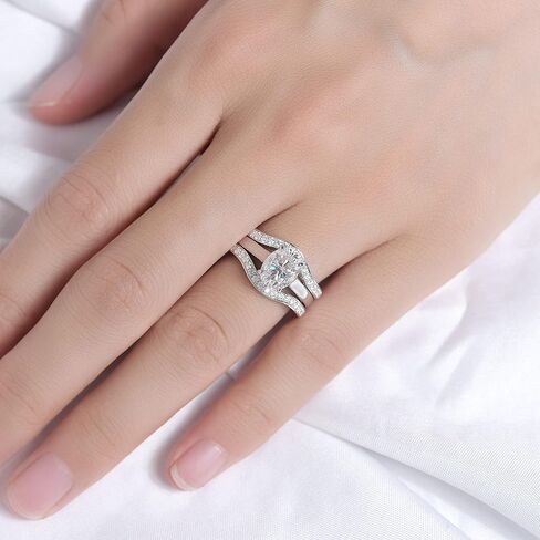 DovEggs Moissanite Ring for Wome Wedding Rings 2ct 7x9mm FGH Color Oval Crushed Ice Cut Moissanite Lab Created Diamond Wedding Engagement Rings Sterling Silver with 18K White Gold Plated in Kuwait