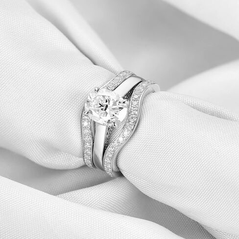 DovEggs Moissanite Ring for Wome Wedding Rings 2ct 7x9mm FGH Color Oval Crushed Ice Cut Moissanite Lab Created Diamond Wedding Engagement Rings Sterling Silver with 18K White Gold Plated in Kuwait