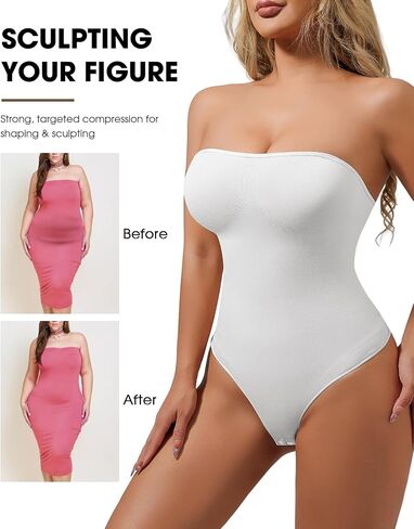 Strapless Body Shaper Tummy Control for Women Thong Seamless Body Suit Shapewear Strapless Bodysuit Shapewear in Saudi Arabia