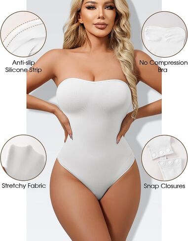 Strapless Body Shaper Tummy Control for Women Thong Seamless Body Suit Shapewear Strapless Bodysuit Shapewear in Saudi Arabia