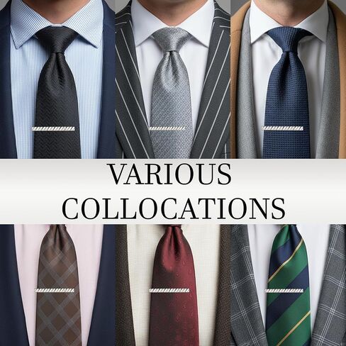 HAWSON Silver Tie Clips for Men Unique, Silver Mens Tie Bar with Crystal, Skinny Tie Pins Tacks Clasps, Suit Accessories Wedding Groom Gifts 2.2 Inch in Kuwait