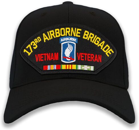 173rd Airborne - قبعة المحاربين القدامى في فيتنام / قبعة كرة قابلة للتعديل مقاس واحد يناسب الجميع (أسود، قياسي (بدون علم)) in Kuwait