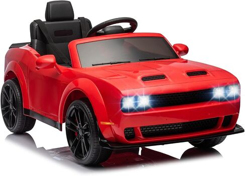 12V Kids Car, Licensed Dodge Challenger Electric Car for Kids, Battery-Powered Toy Car with Remote Control, LED Headlights, Music, Suspension, Double Doors, Safety Belt, Ride On Car for Boys & Girls in Saudi Arabia