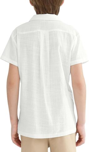 Boys Guayabera Shirt Short Sleeve Button Down Cuban Wedding Shirt Kids Linen Summer Beach Outfit Formal Casual Tops in Saudi Arabia