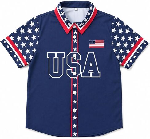 Kids 4th of July Button Down Shirts Boys 250 Anniversary USA Shirts Girls Patriotic Flag Short Sleeve Tops in Saudi Arabia