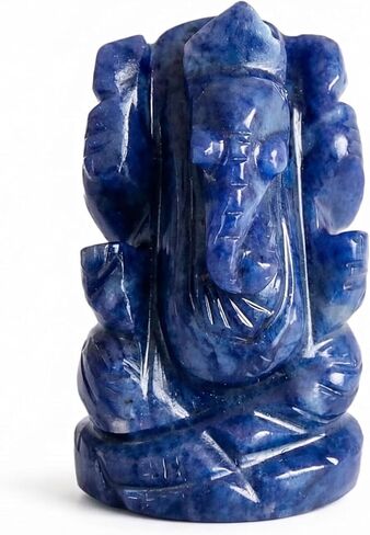 Natural Sodalite Stone Healing Good Luck Charm Ganesha Statue, Tiny Ganesh Statue Ganesha Statue for Gift Beautiful Handcrafted Ganesha Idol Pocket Ganesh Statue Sculpture in Saudi Arabia