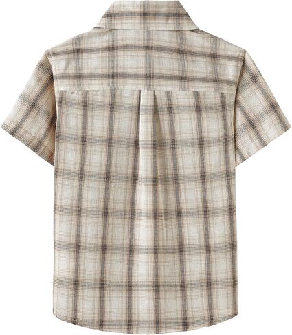 JOGAL Boys Plaid Shirt Short Sleeve Button Down Shirts Casual Woven Shirts with Two Pockets for Kids 6-14 Years in Saudi Arabia
