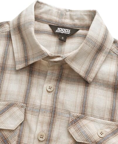 JOGAL Boys Plaid Shirt Short Sleeve Button Down Shirts Casual Woven Shirts with Two Pockets for Kids 6-14 Years in Saudi Arabia