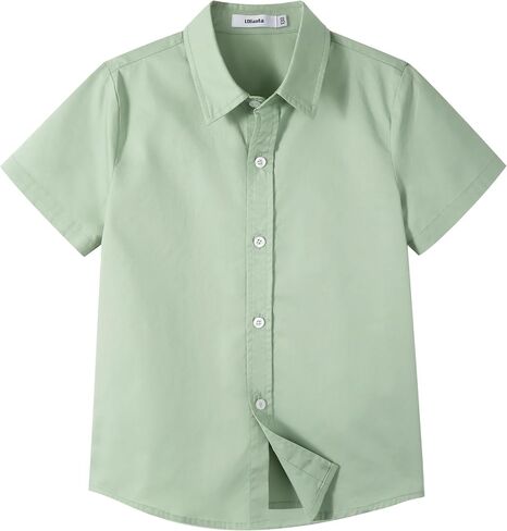 LOLANTA Boys Uniform Shirt Kids Short Sleeve Button Down Shirts Dress Outfits Summer Top for School Wedding in Kuwait