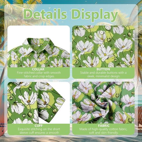 Hawaiian Dad Son Matching Shirts, Floral Short Sleeve Tops, Family Outfit for Summer Beach Vacation Wear in Kuwait