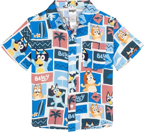 Bluey Hawaiian Button Down Dress Shirt Toddler to Adult Sizes (2T - 2XL) in Kuwait