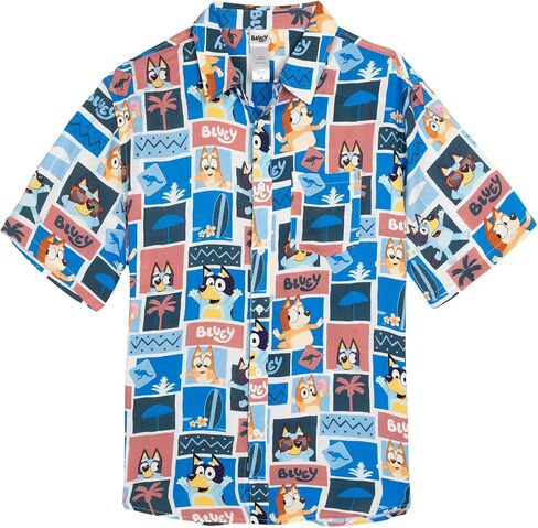 Bluey Hawaiian Button Down Dress Shirt Toddler to Adult Sizes (2T - 2XL) in Kuwait