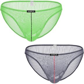 Men's See Through Briefs Sexy Low Rise Underwear Mesh Breathable Stripe Panties for Man in Kuwait