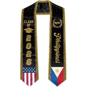Graduation Stole with Gold Glitter Trim, Stoles for Graduation 2026, Class of 2026 Graduation Sash, Unisex Adult in Saudi Arabia