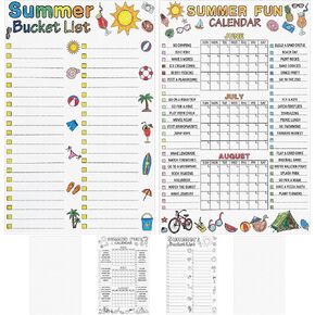 Eaasty 4 Pcs Summer Bucket List Calendar Poster Set with Blank Coloring Poster Summer Camp Activities Planner Color Your Own DIY Vacation Calendar Checklist for Elementary End of School Year Birthday in Saudi Arabia