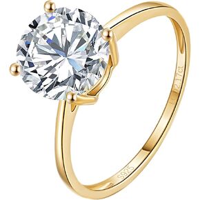 0.3-2 Carat Lab Grown Diamond Engagement Rings for Women, 14K Gold Plated Sterling Silver Rings, IGI Certificate Round Cut Diamond Solitaire Promise Ring, Size 5-9, Classic 4-Prong Wedding Band in Saudi Arabia
